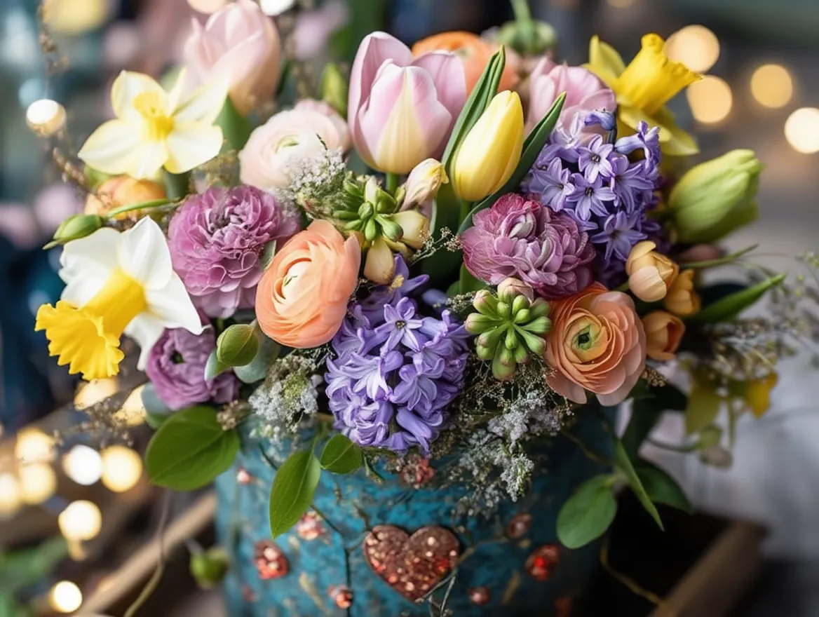 Colorful spring flower box